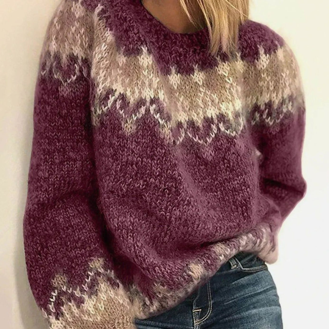 Women's Relaxed-Fit Round-Neck Casual Knit Winter Sweater