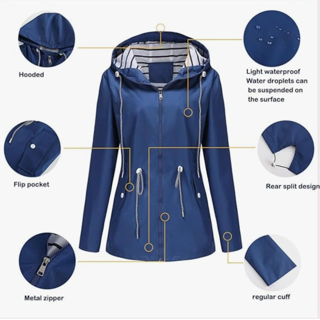 Sienna | Hooded Drawstring Rain Jacket