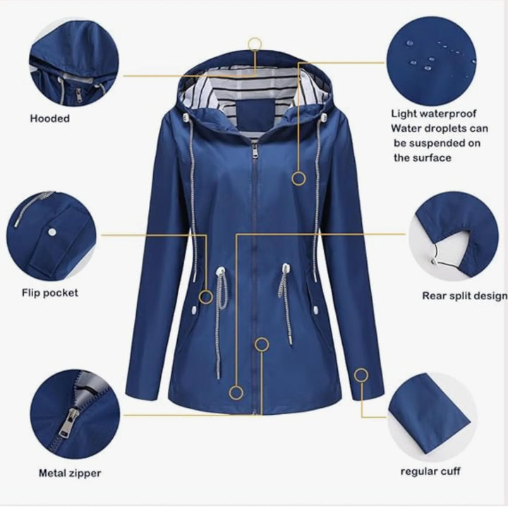 Sienna | Hooded Drawstring Rain Jacket